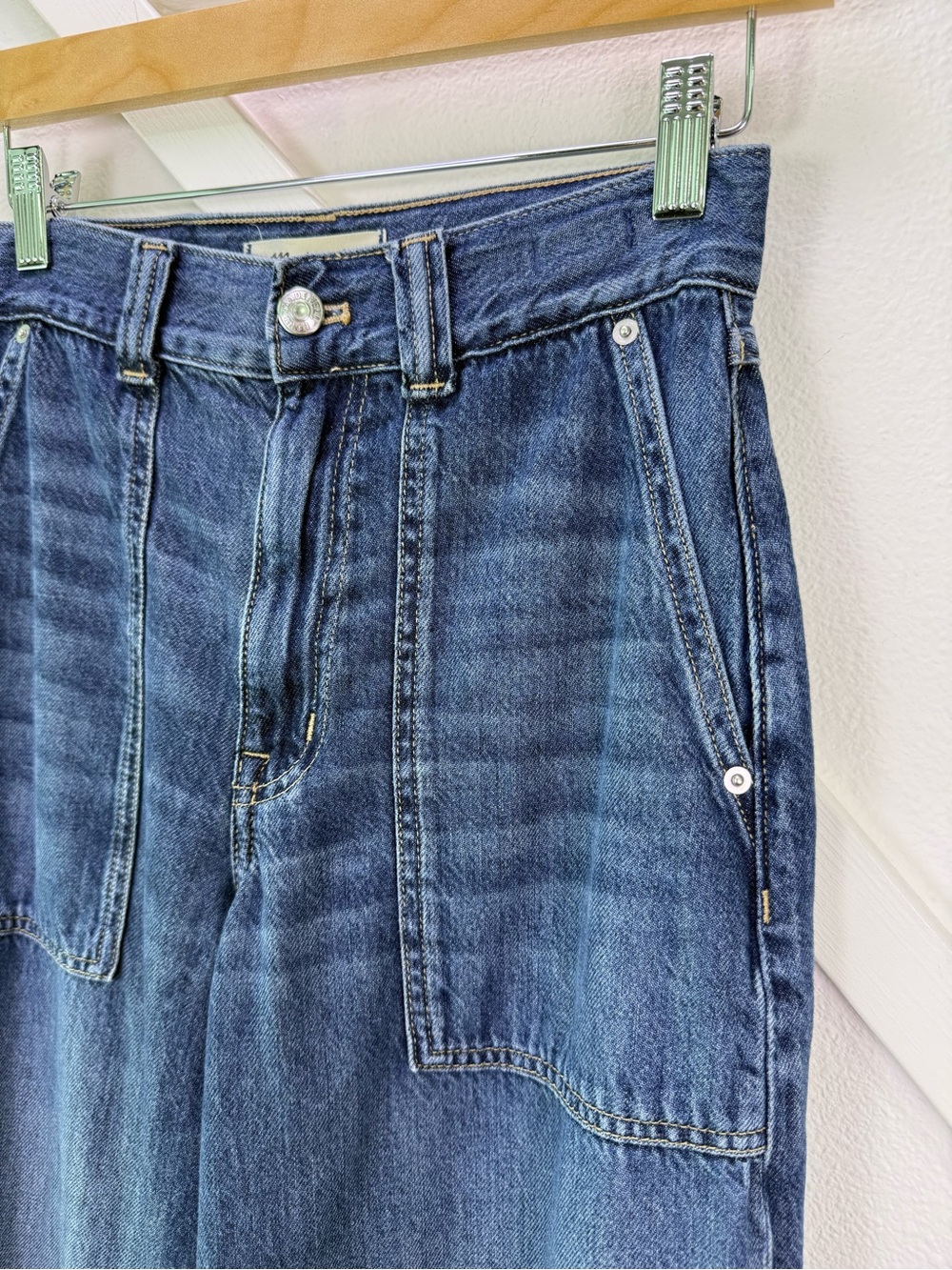 Madewell Airy Superwide Leg Utility Jeans Lindewood Wash Lyocell Blend Size 24 - Picture 3 of 13